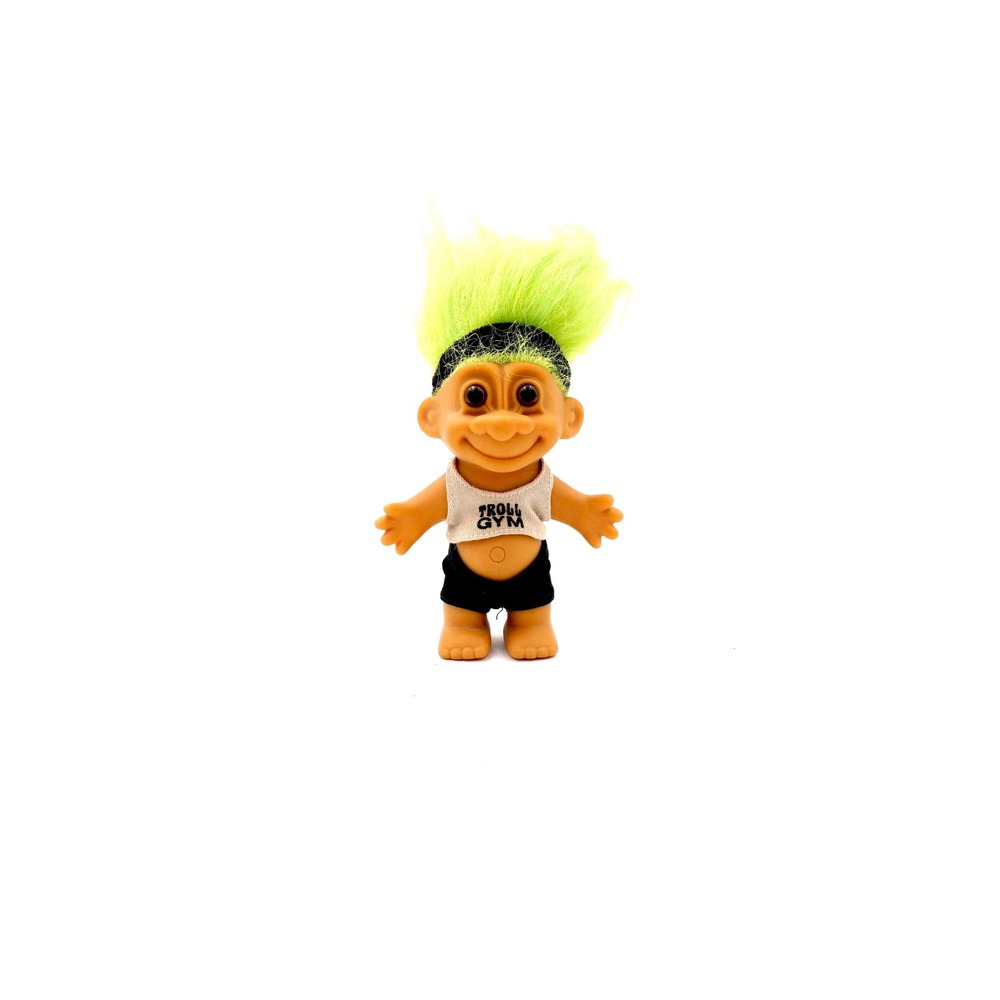 Vintage Troll Doll Gym Workout Outfit Green Hair Boy Figure Toy Collectible Gift